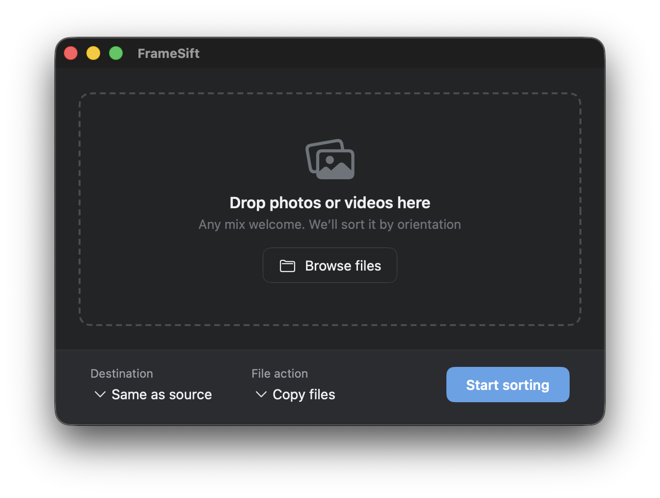 Dropping files into FrameSift