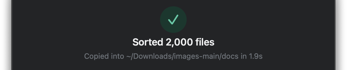 Sorted 2,000 files, copied in 1.9 seconds